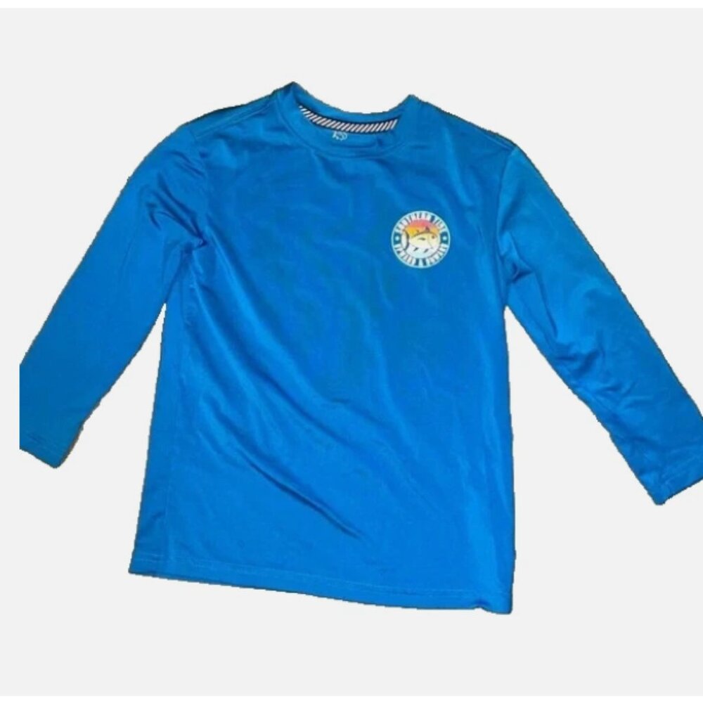 Southern Tide Boys Rashguard XS 4/5 Swim Shirt UPF Long Sleeve Blue EUC